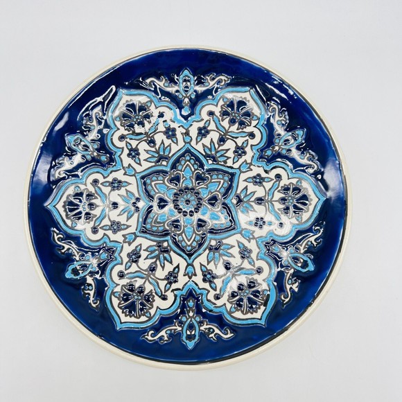 Art Vintage Hand Painted Art Pottery Plate Greece By Keramikos Blue